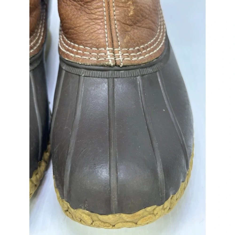 LL Bean Men 12 M Chelsea Bean Boots Tumbled Leather Duck Boots USA Brown